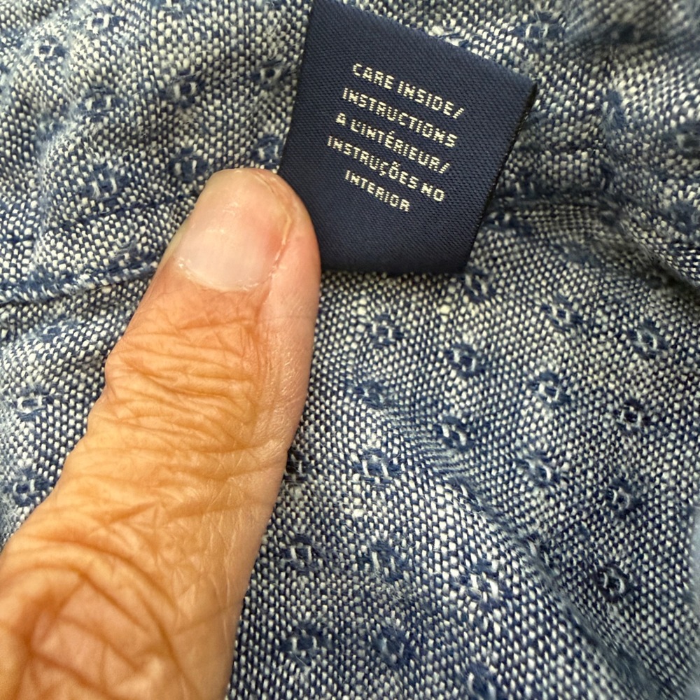 Scotch & Soda Mens XXL Linen Blue Micro Print Short Sleeve Button Down Shirt - Picture 9 of 12